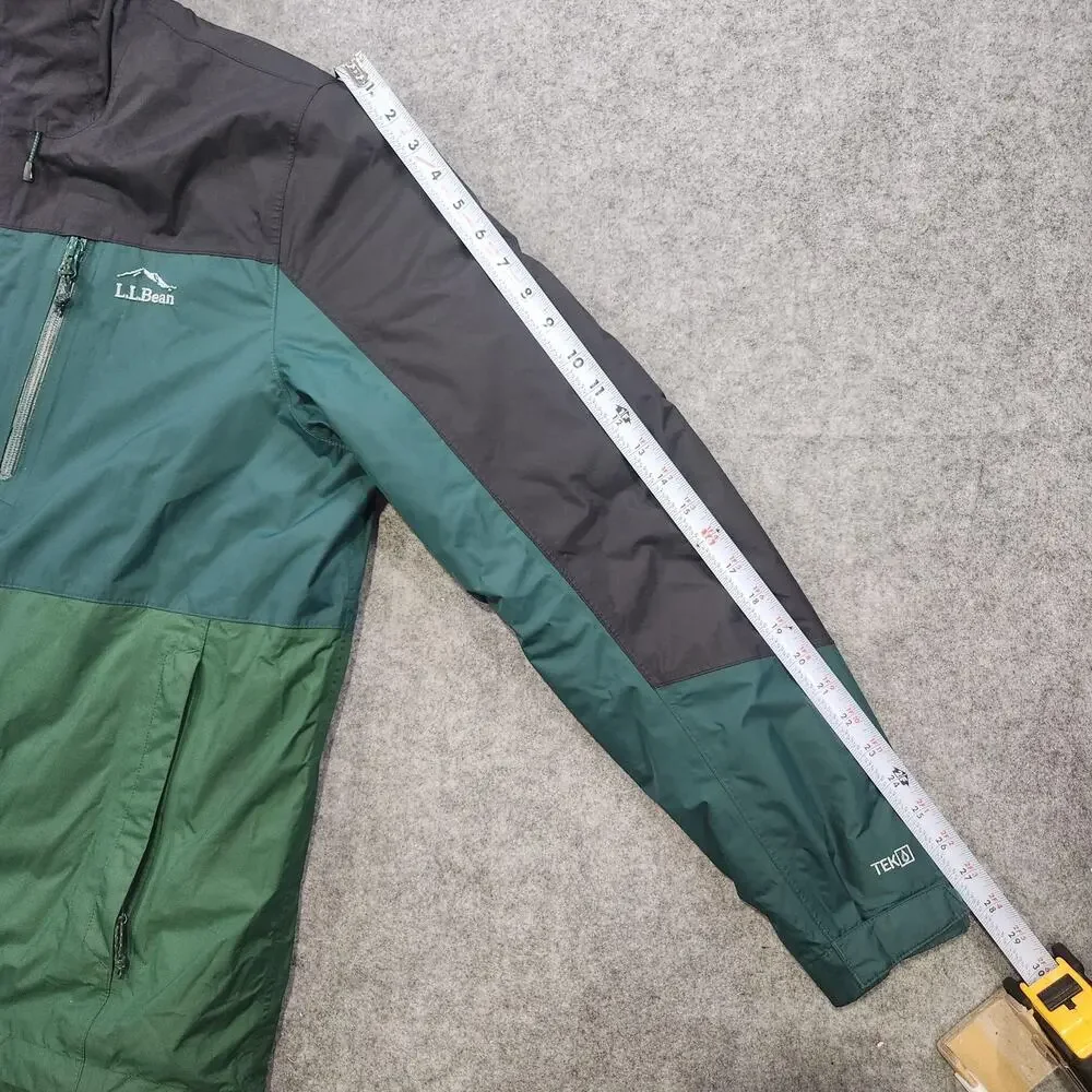 LL Bean Jacket Mens‎ Large Green TEK 2 Waterproof Hooded PrimaLoft Outdoor Coat